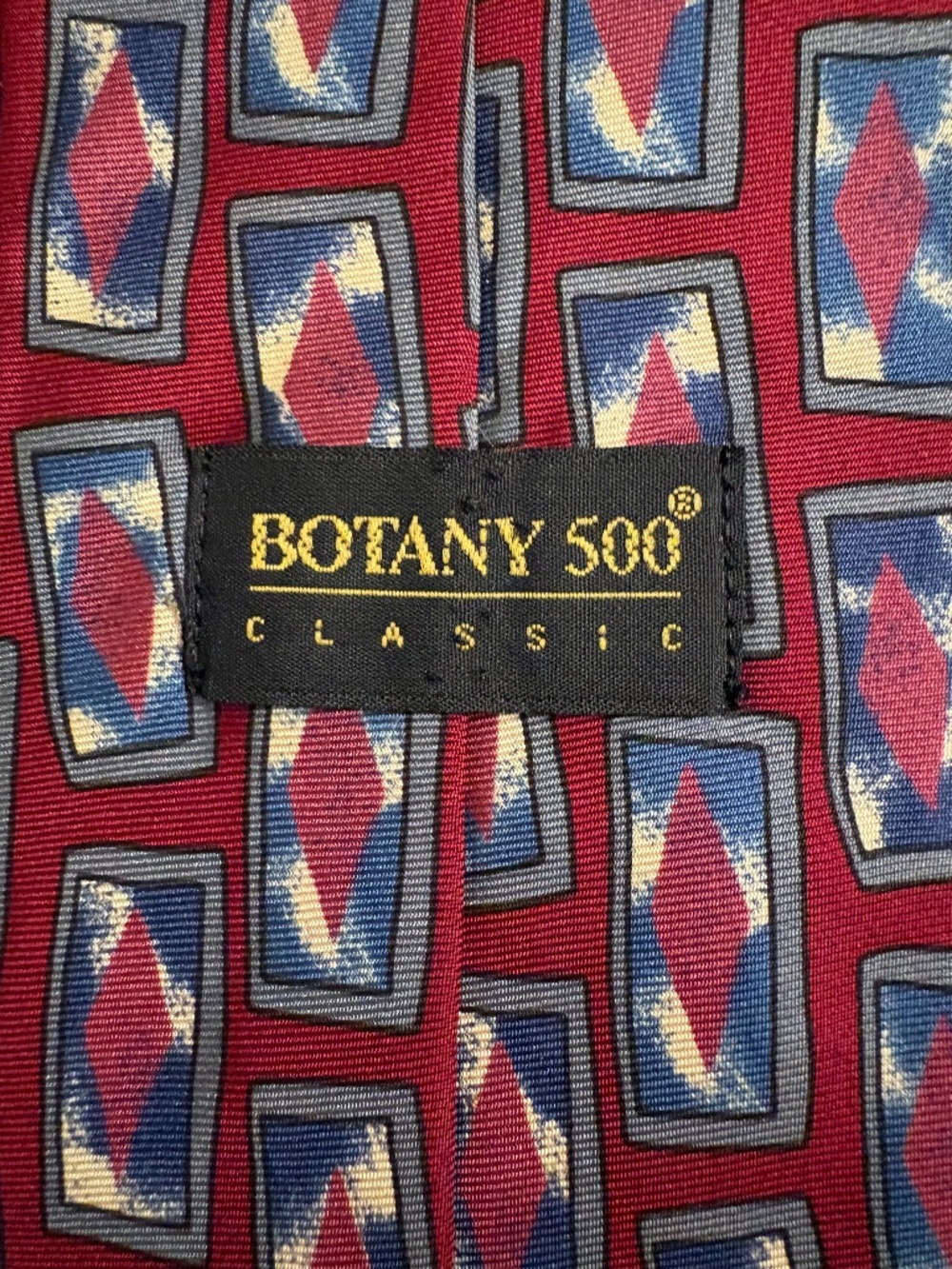 Vintage Botany 500 Classic Silk Tie Red Geometric Abstract Retro